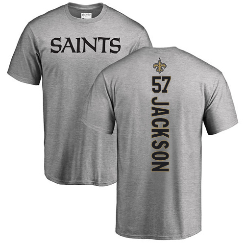 Men New Orleans Saints Ash Rickey Jackson Backer NFL Football #57 T Shirt->new orleans saints->NFL Jersey